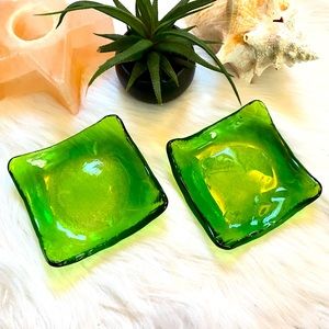 MCM Freeform Amici Art Glass Ashtrays (Set of 2)
